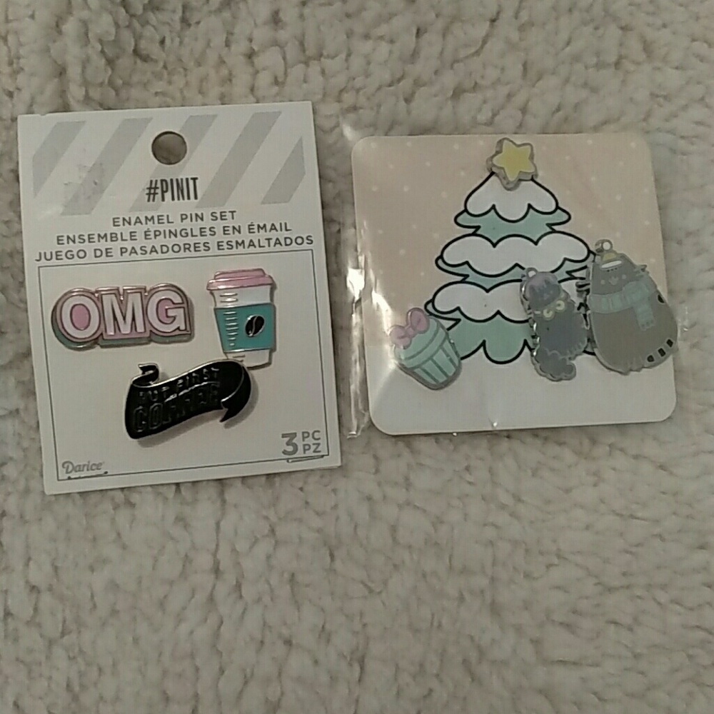 Pusheen and coffee pins